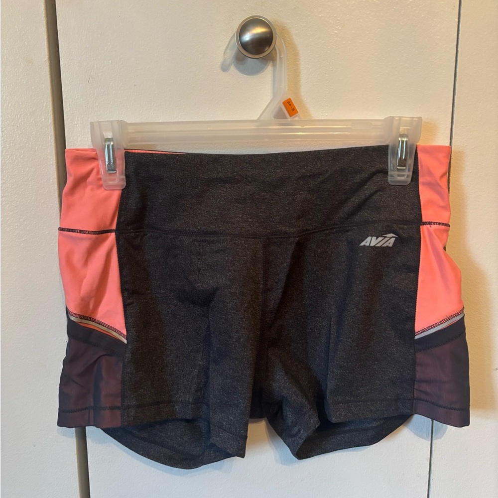Avia Gray and Pink Athletic Shorts with Comfort Waistband